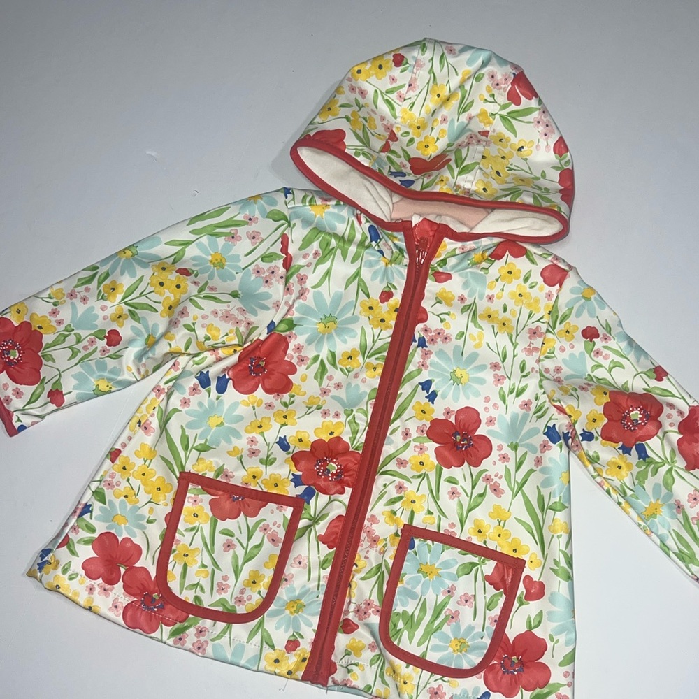Little Me Colorful Floral Raincoat Girls size 18M